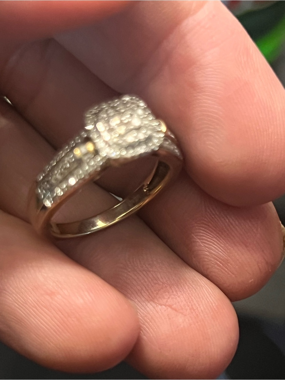 Gold and Silver Two-Tone Diamond Cluster Ring